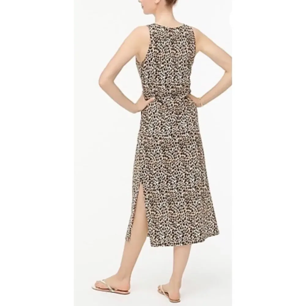 J. Crew Animal-print sleeveless knit midi side slits popover dress , size large - Picture 2 of 10